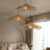 Wabi Sabi Wave Rattan Pendant Light for Living Room